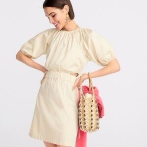 NWT J.Crew Puff-Sleeve Side-Cutout Mini Dress Lightweight Chino Size 22 Sold Out